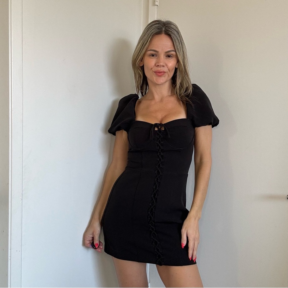 New Zara Puff Sleeve Dress Black